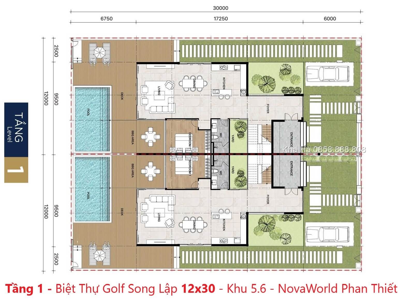 Tầng 1 - villas pga golf garden 12x30