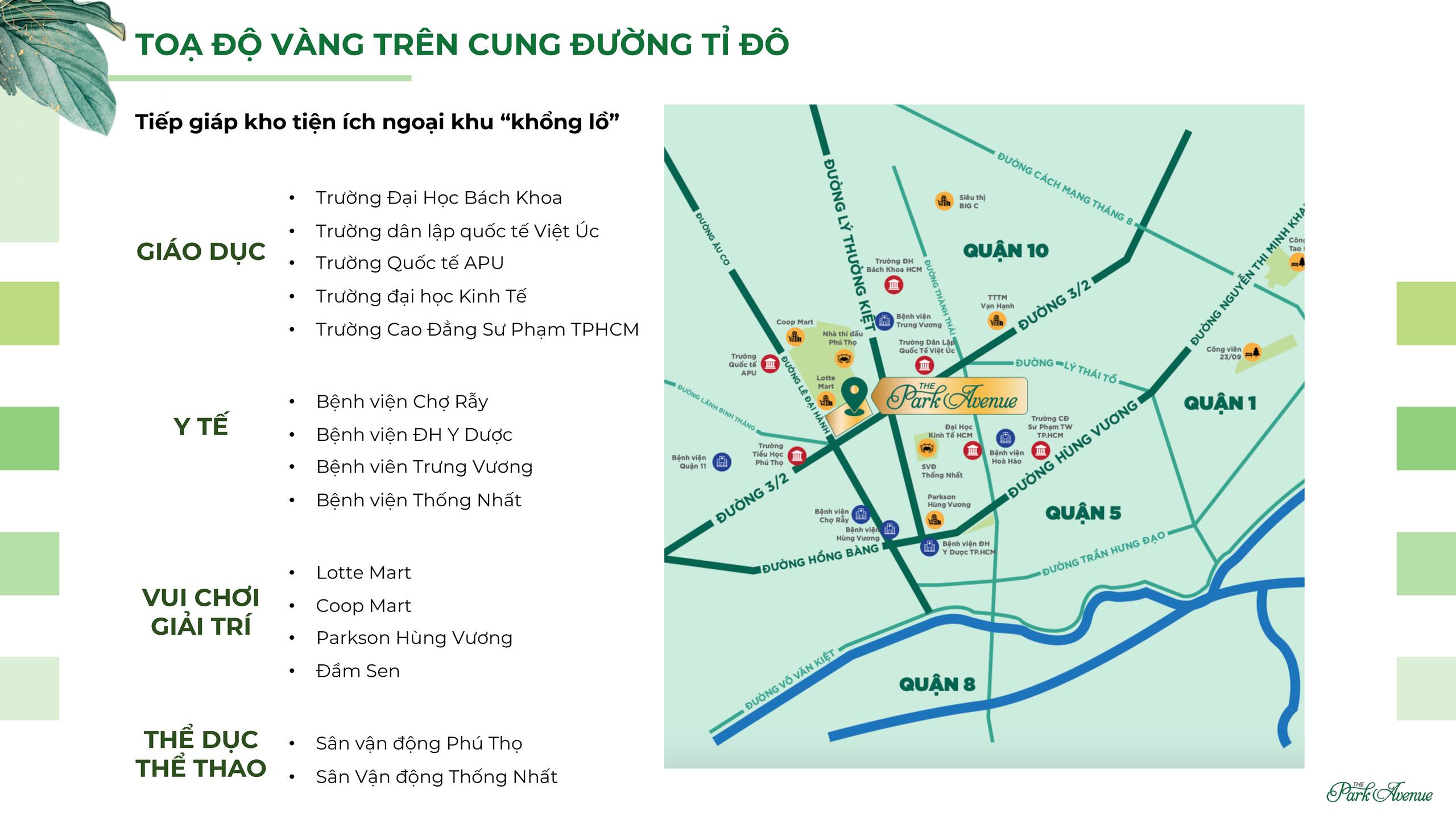 Vị trí the park avenue tại mặt tiền đường 3/2