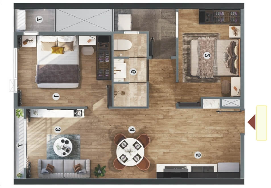 Layout 2pn 60m2 picity sky park demo